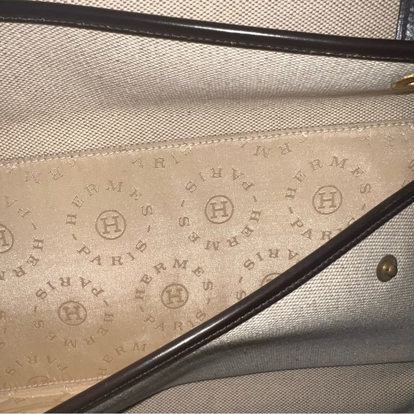 Vintage 70s Hermès Paris Travel Garment Leather & Canvas Bag Designer Luxury - Picture 10 of 14
